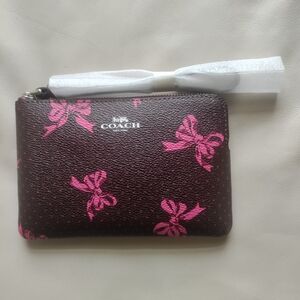 Coach Pink Bow Print Wristlet